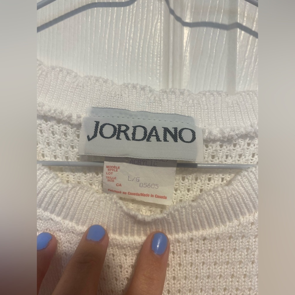 🌷Vintage Giordano Embroidered Floral Knit Sweater Top White Cottagecore L 3/$30 - Picture 5 of 7